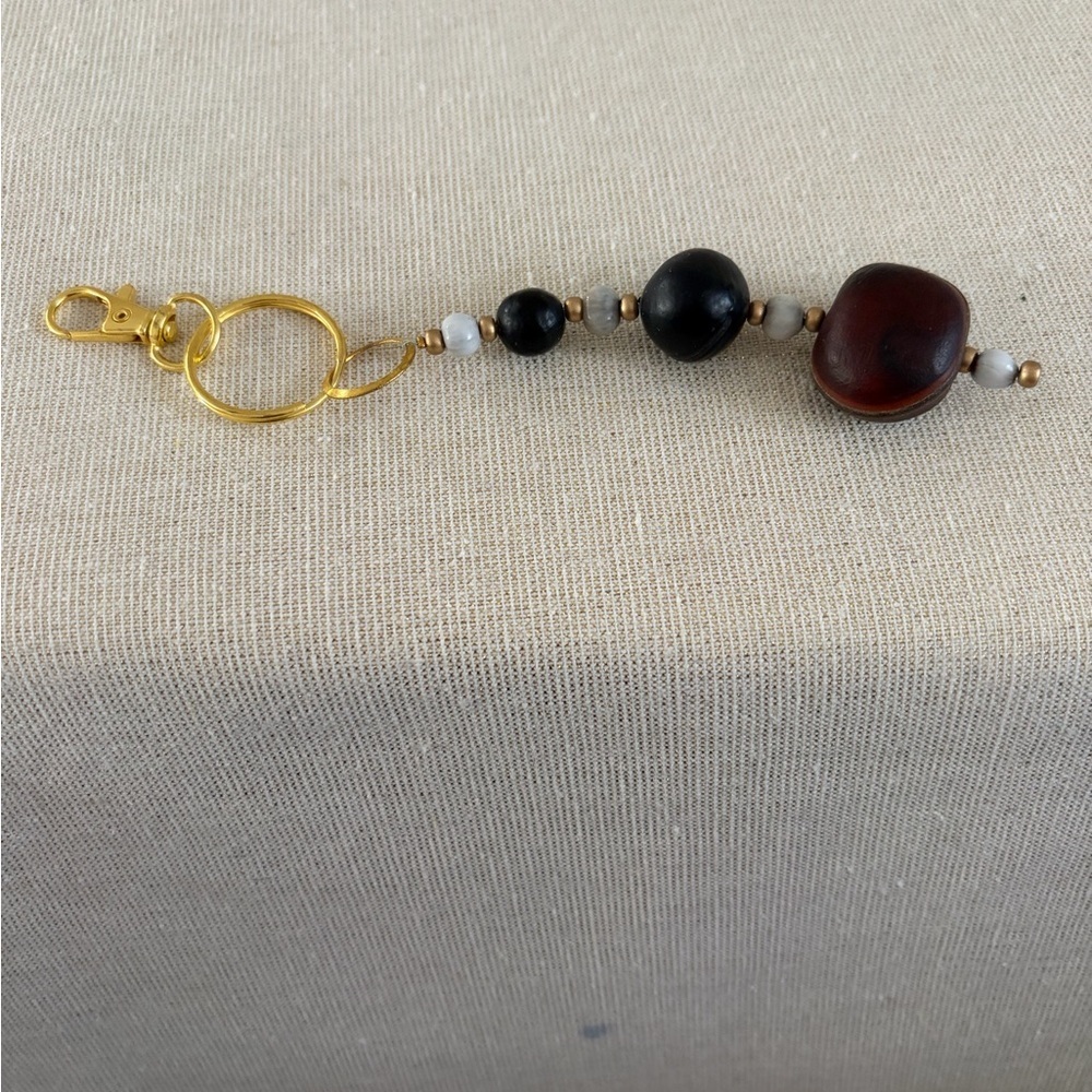 Beaded Keychain with Gold Clasp